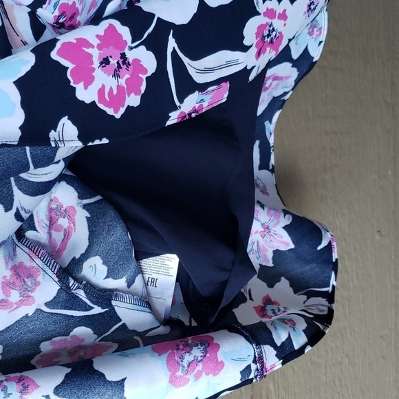 Banana Republic Floral Ruffle Wrap Racerback Dress Navy & Purple Floral 0 - Picture 13 of 15